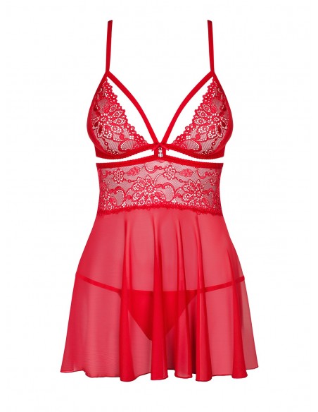 Babydoll rouge | voilage & fine dentelle | Obsessive