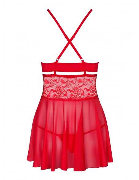 Babydoll rouge | voilage & fine dentelle | Obsessive