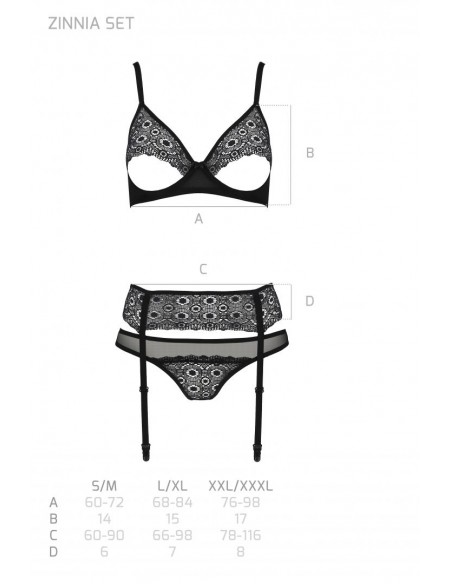 Zinnia | Ensemble Noir 3 pcs | Passion lingerie