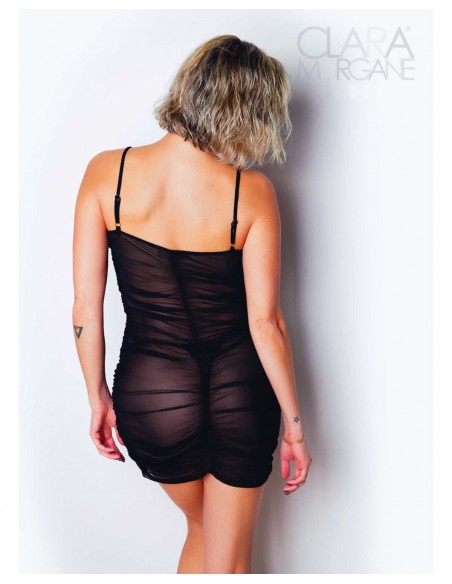 Le numéro 6 - Robe noire transparente | Clara Morgane Lingerie