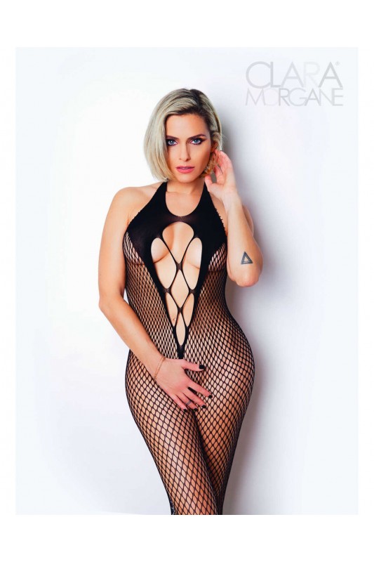 Le numéro 2 - bodystocking résille dos nu | Clara Morgane Lingerie