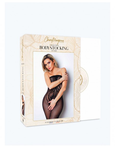 Le numéro 20 - Bodystocking noir ouvert | Clara Morgane Lingerie