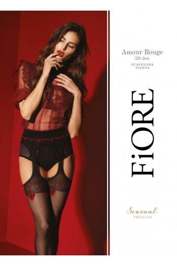 Amour Rouge - Bas jarretelles noir & rouge | Fiore