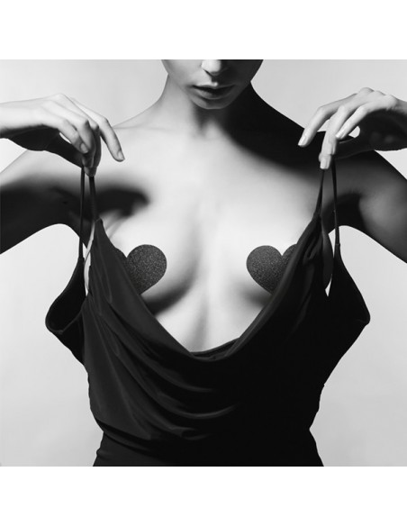 Flash - Cache-tétons Coeur noirs | Bijoux Indiscrets