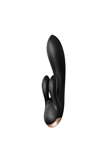 Vibro rabbit chauffant - Double Flex Connect Noir | Satisfyer