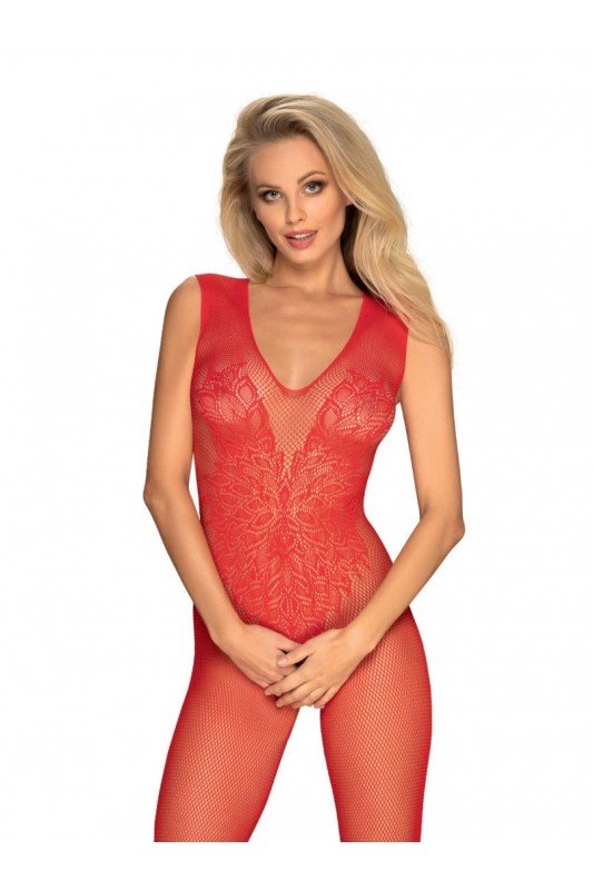 N112 | Bodystocking Rouge ouvert | Obsessive