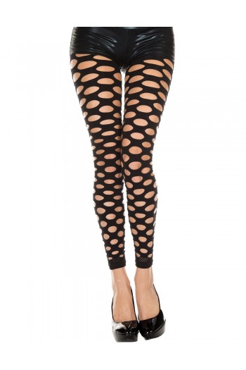 Legging noir sexy ajouré effet déchiré | Music Legs