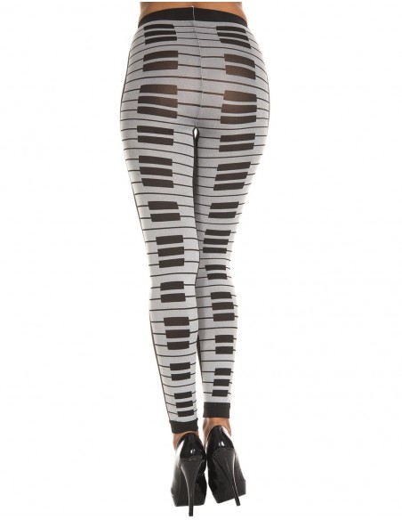 Leggings gris imprimé touches de piano | Music Legs