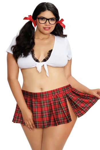 Déguisement Sexy Étudiante Grande Taille avec Lunettes | Dreamgirl 2