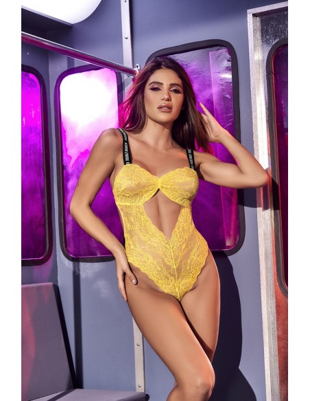 Body string en dentelle florale jaune | Mapalé