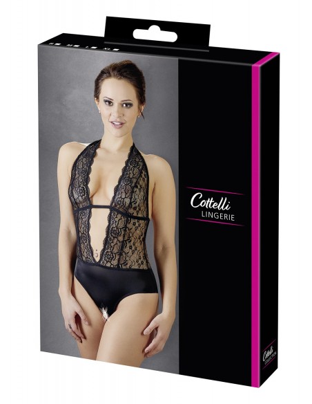 Body Noir en Dentelle, Ouvert à l'Entrejambe par Cottelli | COTTELLI