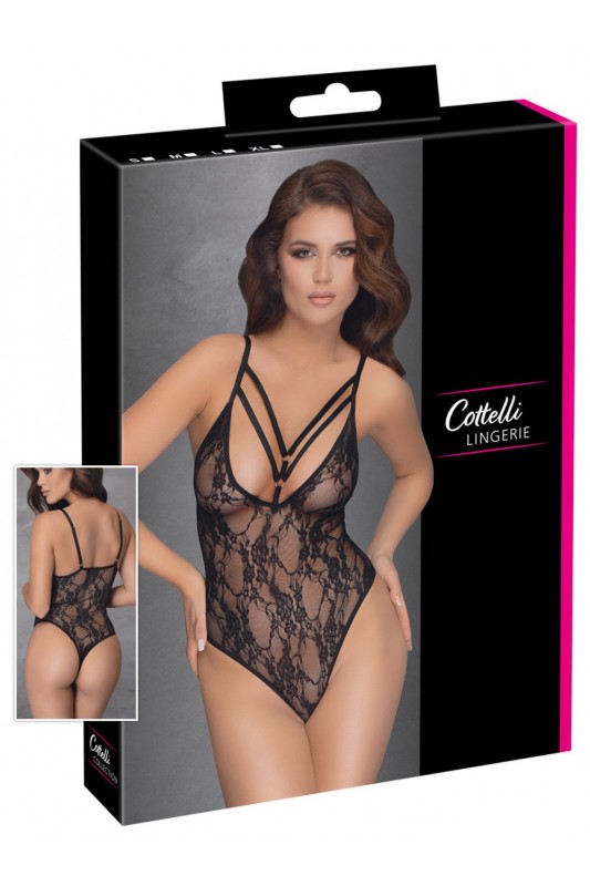 Body string dentelle florale noire | COTTELLI