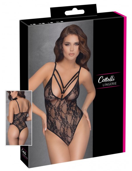 Body string dentelle florale noire | COTTELLI