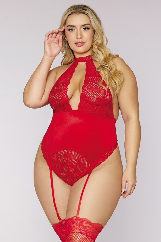 Body Ouvert Rouge Grande Taille | Dreamgirl