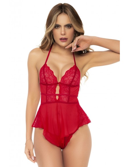 Body rouge effet babydoll avec string ficelle | Mapalé