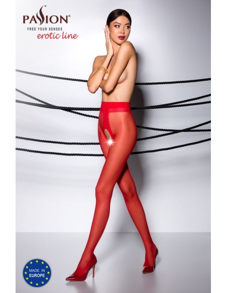 TI007R | Collants rouges ouverts | Passion lingerie