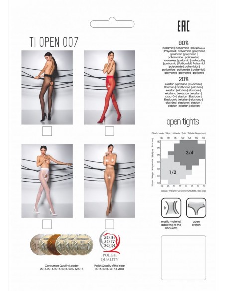 TI007R | Collants rouges ouverts | Passion lingerie
