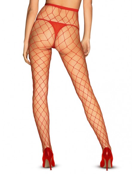S812 | Collants Résille Filet Rouge | Obsessive