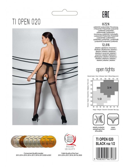 TI OPEN 020 Noir - Collants ouverts | Passion lingerie