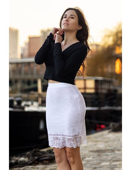 Catalina : Jupe blanche mi-longue | Be lily