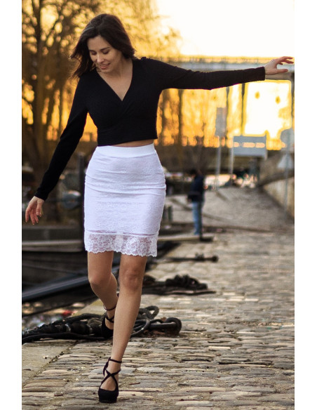 Catalina : Jupe blanche mi-longue | Be lily