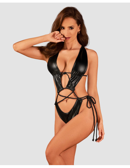 Cordellis - body ouvert wetlook noir | Obsessive