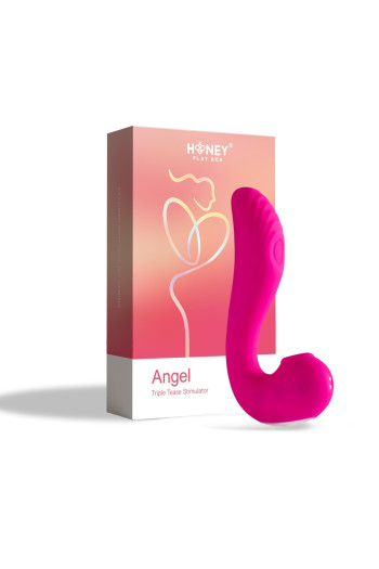 Angel : Vibromasseur rose 3 en 1 point G & léchage du clitoris | Honey Play box 2