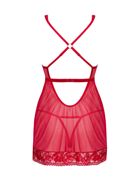 Babydoll et String Rouge Lacelove – Éclat de Passion | Obsessive