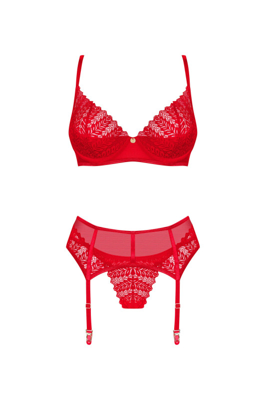 Ensemble Lingerie RSLOVE 3 Pièces - Kimono Dentelle Soutien-Gorge Culotte Sexy