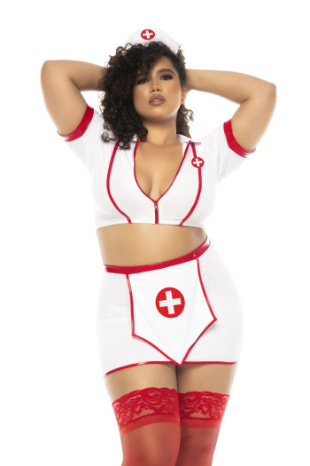 Costume infirmière grande taille blanc sexy | Mapalé