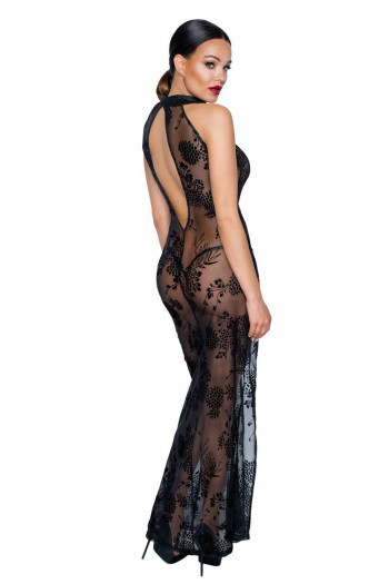 F239 robe longue en tulle brodé noir | Noir HandMade 2
