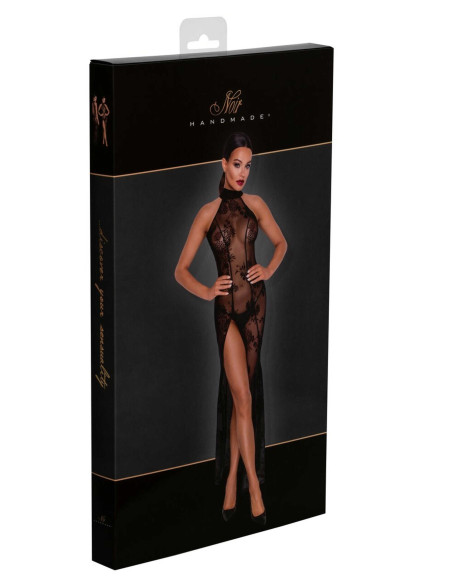 F239 robe longue en tulle brodé noir | Noir HandMade