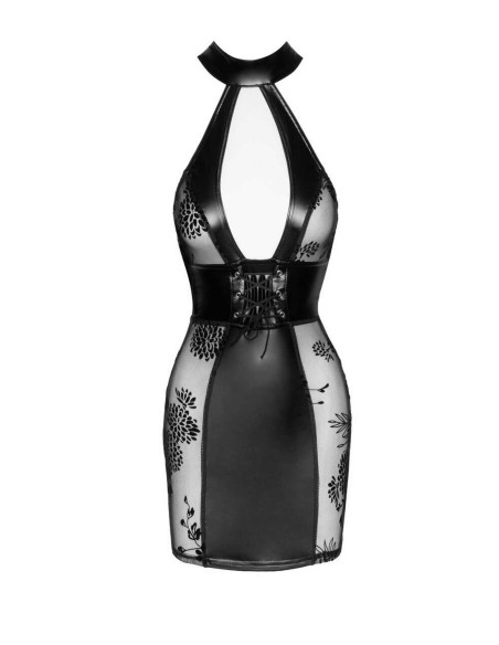 F238 robe wetlook, tulle et corset | Noir HandMade