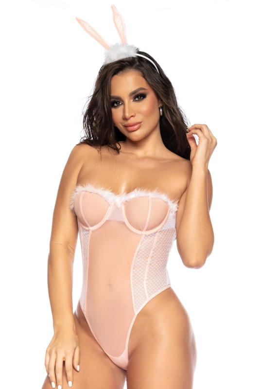 Déguisement sexy lapin body noir à plumes | Mapalé