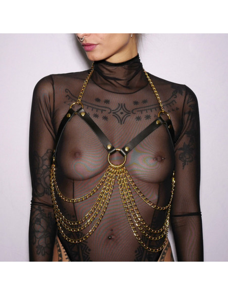 Harnais poitrine triangle et chaînes Gold | The Sinners