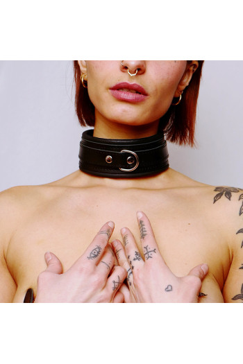 COLLIER CUIR MOLLETONNÉ AVEC ANNEAU ARGENTÉ | The Sinners