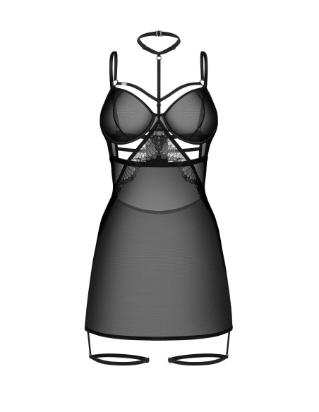 NUISETTE TRANSPARENTE NOIRE LANIÈRES MULTIPLES CHOKER | Obsessive